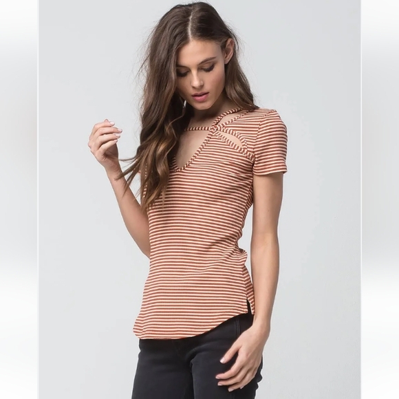 Free People spring summer Frenchie Striped Cutout Tee - Picture 1 of 9